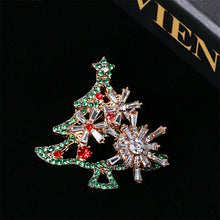 Load image into Gallery viewer, Fashion Simple Plated Gold Hollow Christmas Tree Snowflake Brooch with Cubic Zirconia