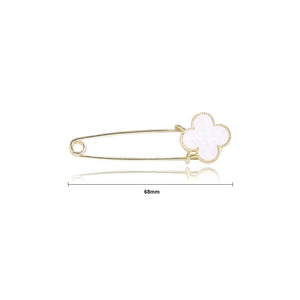 Simple Fashion Plated Gold Four-leafed Clover Paper Clip Brooch