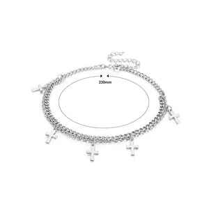 Fashion Simple 316L Stainless Steel Cross Double Layer Anklet