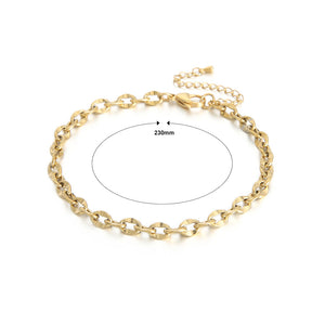 Fashion Simple Plated Gold 316L Stainless Steel Geometric Chain Anklet