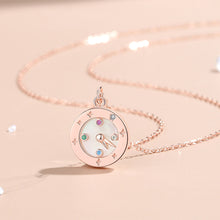 Load image into Gallery viewer, 925 Sterling Silver Plated Rose Gold Fashion Simple Clock Mother-of-Pearl Pendant with Cubic Zirconia and Necklace