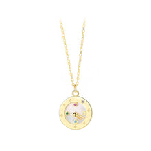 Load image into Gallery viewer, 925 Sterling Silver Plated Gold Fashion Simple Clock Mother-of-Pearl Pendant with Cubic Zirconia and Necklace