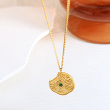 Load image into Gallery viewer, Fashion Temperament Plated Gold 316L Stainless Steel Irregular Pattern Geometric Pendant with Cubic Zirconia and Necklace
