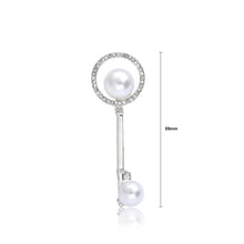 Load image into Gallery viewer, Fashion and Simple Key Shape Imitation Pearl Brooch with Cubic Zirconia