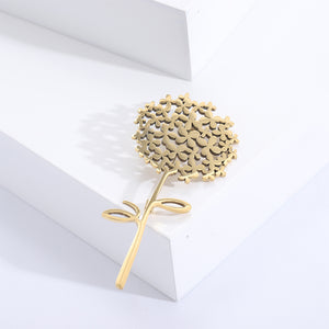 Simple Fashion Plated Gold Dandelion Brooch