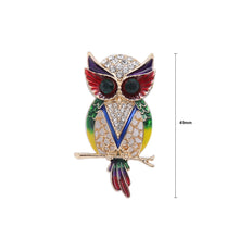 Load image into Gallery viewer, Fashion Personalized Plated Gold Enamel Multicolored Owl Brooch with Cubic Zirconia