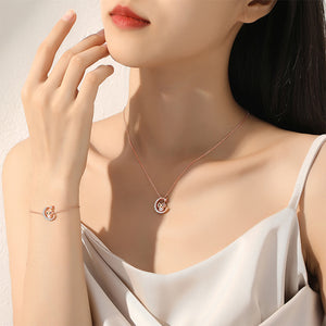 925 Sterling Silver Plated Rose Gold Fashion Temperament Moon Owl Imitation Pearl Bracelet with Cubic Zirconia