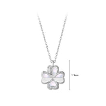 Load image into Gallery viewer, 925 Sterling Silver Fashion Simple Four-leafed Clover Mother-of-pearl Pendant with Cubic Zirconia and Necklace