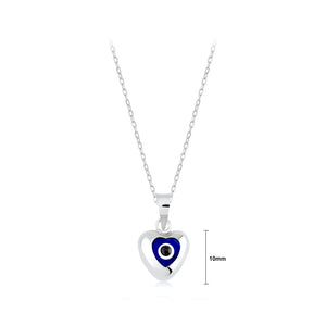 925 sterling silver simple personality enamel blue devil's eye heart-shaped pendant with necklace