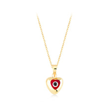 Load image into Gallery viewer, 925 sterling silver plated gold simple personality enamel red devil&#39;s eye heart-shaped pendant with necklace
