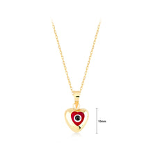 Load image into Gallery viewer, 925 sterling silver plated gold simple personality enamel red devil&#39;s eye heart-shaped pendant with necklace