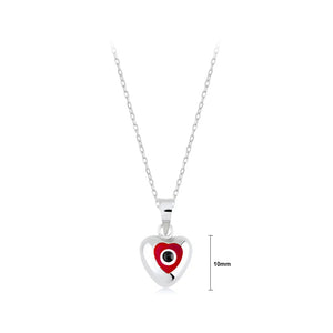 925 sterling silver simple personality enamel red devil's eye heart-shaped pendant with necklace