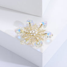 Load image into Gallery viewer, Simple Brilliant Plated Gold Snowflake Brooch with Cubic Zirconia