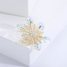 Load image into Gallery viewer, Simple Brilliant Plated Gold Snowflake Brooch with Cubic Zirconia