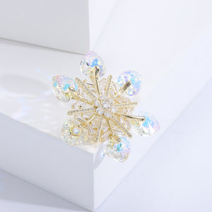 Simple Brilliant Plated Gold Snowflake Brooch with Cubic Zirconia
