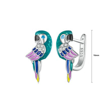 Load image into Gallery viewer, 925 Sterling Silver Fashion Cute Enamel Colorful Parrot Stud Earrings with Cubic Zirconia