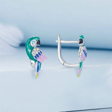 Load image into Gallery viewer, 925 Sterling Silver Fashion Cute Enamel Colorful Parrot Stud Earrings with Cubic Zirconia