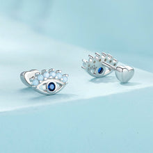 Load image into Gallery viewer, 925 Sterling Silver Simple Personality Devil&#39;s Eye Stud Earrings with cubic Zirconia