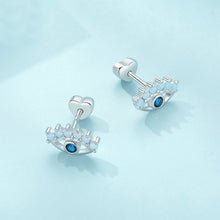 Load image into Gallery viewer, 925 Sterling Silver Simple Personality Devil&#39;s Eye Stud Earrings with cubic Zirconia