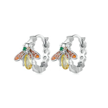 Load image into Gallery viewer, 925 Sterling Silver Simple Fashion Bee Honeycomb Geometric Earrings with Cubic Zirconia