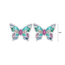 Load image into Gallery viewer, 925 Sterling Silver Fashion Elegant Enamel Butterfly Stud Earrings with Cubic Zirconia