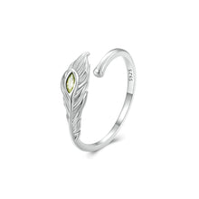 Load image into Gallery viewer, 925 Sterling Silver Simple Fashion Angel Wings Geometric Adjustable Open Ring with Cubic Zirconia