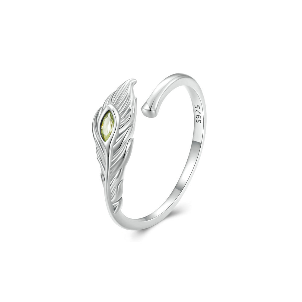 925 Sterling Silver Simple Fashion Angel Wings Geometric Adjustable Open Ring with Cubic Zirconia