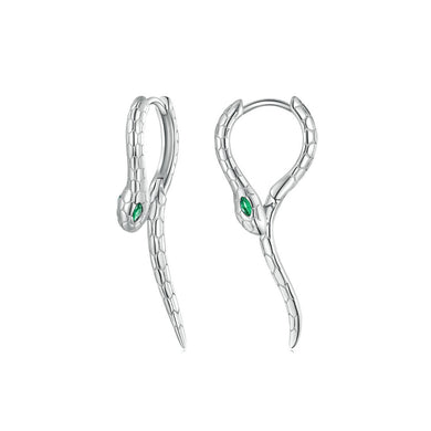 925 Sterling Silver Fashion Personality Serpentine Geometric Long Earrings with Cubic Zirconia
