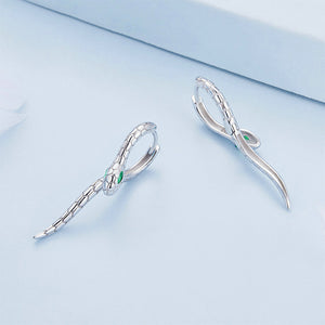 925 Sterling Silver Fashion Personality Serpentine Geometric Long Earrings with Cubic Zirconia