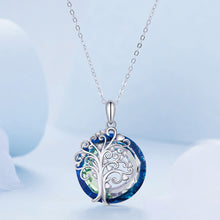 Load image into Gallery viewer, 925 Sterling Silver Fashion Temperament Tree Of Life Blue Ring Pendant with Cubic Zirconia and Necklace