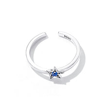 Load image into Gallery viewer, 925 Sterling Silver Fashion Simple Starfish Geometric Adjustable Open Ring with Cubic Zirconia