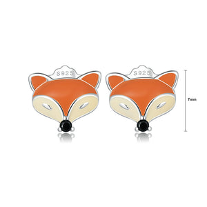 925 Sterling Silver Simple and Cute Enamel Fox Stud Earrings