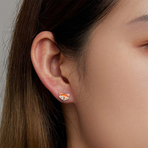 925 Sterling Silver Simple and Cute Enamel Fox Stud Earrings