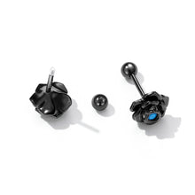Load image into Gallery viewer, 925 Sterling Silver Plated Black Fashion Romantic Rose Stud Earrings with Blue Cubic Zirconia