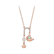 Load image into Gallery viewer, 925 Sterling Silver Plated Rose Gold Fashion Temperament Whale U-shaped Tassel Pendant with Cubic Zirconia and Necklace