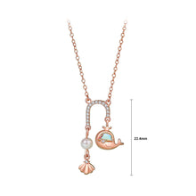 Load image into Gallery viewer, 925 Sterling Silver Plated Rose Gold Fashion Temperament Whale U-shaped Tassel Pendant with Cubic Zirconia and Necklace