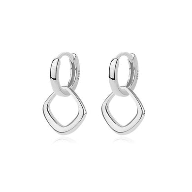 925 Sterling Silver Simple Fashion Hollow Rhombus Geometric Earrings
