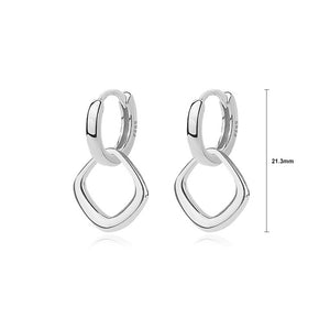 925 Sterling Silver Simple Fashion Hollow Rhombus Geometric Earrings