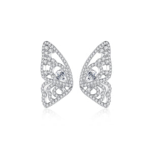 Fashion and Elegant Hollow Butterfly Stud Earrings with Cubic Zirconia