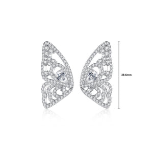 Fashion and Elegant Hollow Butterfly Stud Earrings with Cubic Zirconia