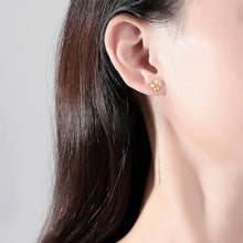 Load image into Gallery viewer, 925 Sterling Silver Plated Gold Simple Fashion Flower Tassel Stud Earrings