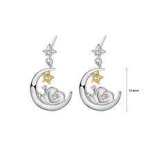 Load image into Gallery viewer, 925 Sterling Silver Fashion Creative Snail Mother-of-pearl Star and Moon Stud Earrings with Cubic Zirconia
