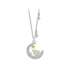 Load image into Gallery viewer, 925 Sterling Silver Fashion Creative Snail Mother-of-pearl Star Moon Pendant with Cubic Zirconia and Necklace