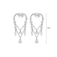 Load image into Gallery viewer, 925 Sterling Silver Fashion Simple Hollow Heart Tassel Earrings with Cubic Zirconia