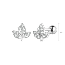 Load image into Gallery viewer, 925 Sterling Silver Simple Fashion Leaf Stud Earrings with Cubic Zirconia