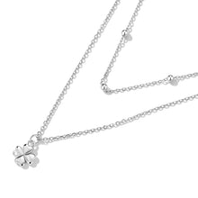Load image into Gallery viewer, 925 Sterling Silver Simple Fashion Four-leafed Clover Pendant with Double Layer Necklace