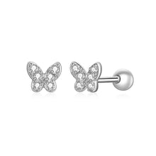 Load image into Gallery viewer, 925 Sterling Silver Mini Simple Butterfly Stud Earrings with Cubic Zirconia