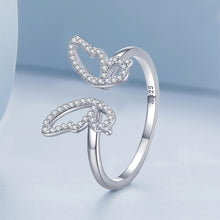 Load image into Gallery viewer, 925 Sterling Silver Simple Elegant Hollow Butterfly Adjustable Open Ring with Cubic Zirconia
