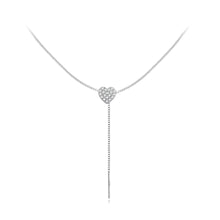 Load image into Gallery viewer, 925 Sterling Silver Simple Fashion Heart Tassel Pendant with Cubic Zirconia and Necklace