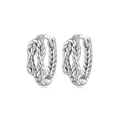 925 Sterling Silver Simple Fashion Twist Geometric Circle Earrings